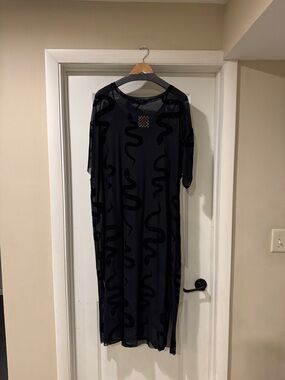 Dressed in LALA Black Sheer Snake-Pattern Maxi Dress